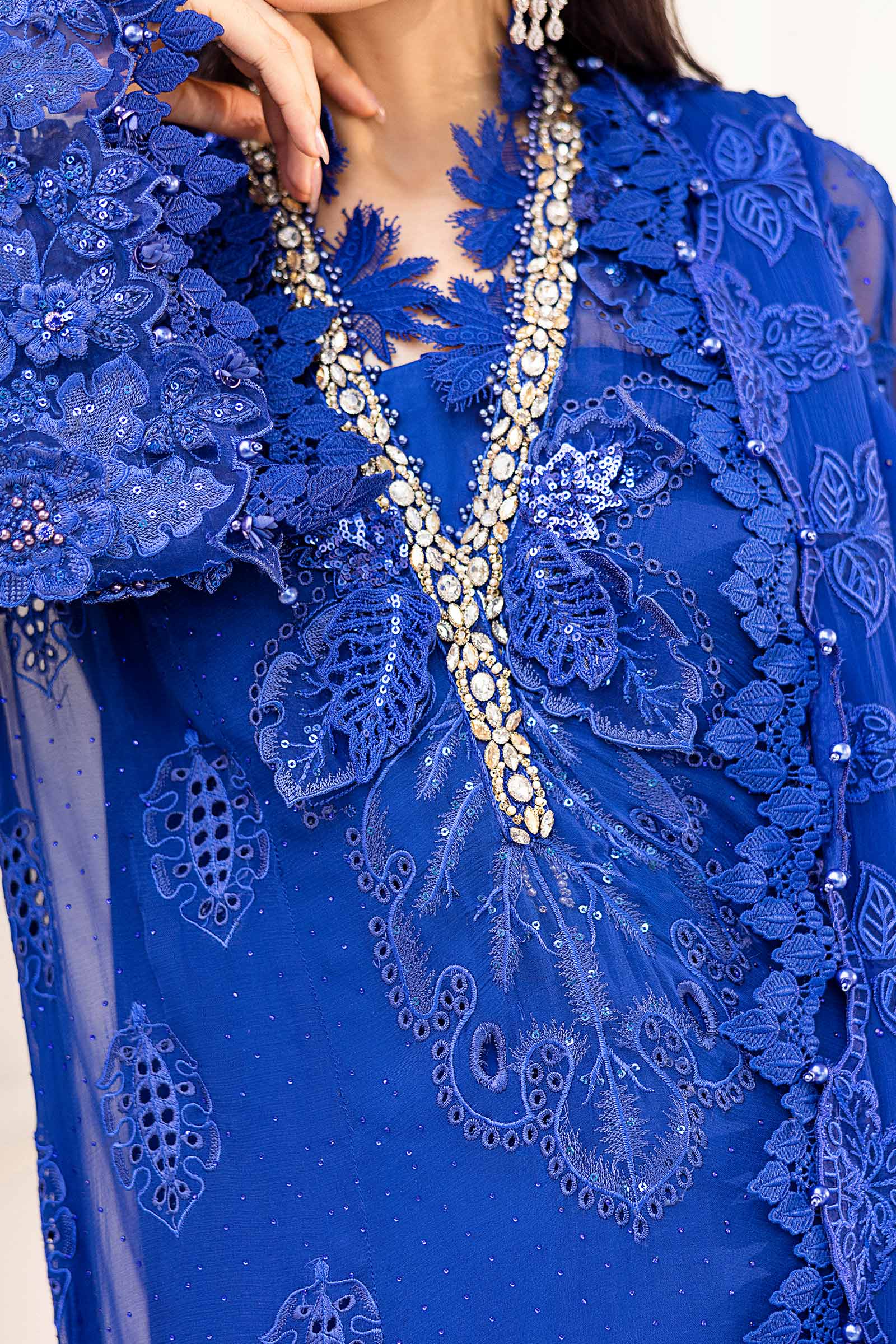 Maria B Design MPC-25-103 Royal Blue Chiffon Suit
